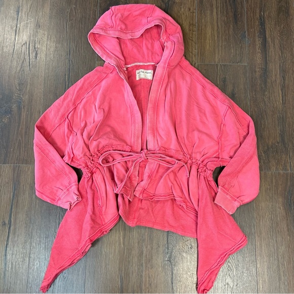 We the Free Pink Emilia Cardigan Hooded Drawstring Jacket SZ XS - Picture 1 of 5